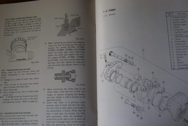 Suzuki Disc Brake Service manual GT125, GT185, GT250, GT380, GT550, GT750 - Image 4
