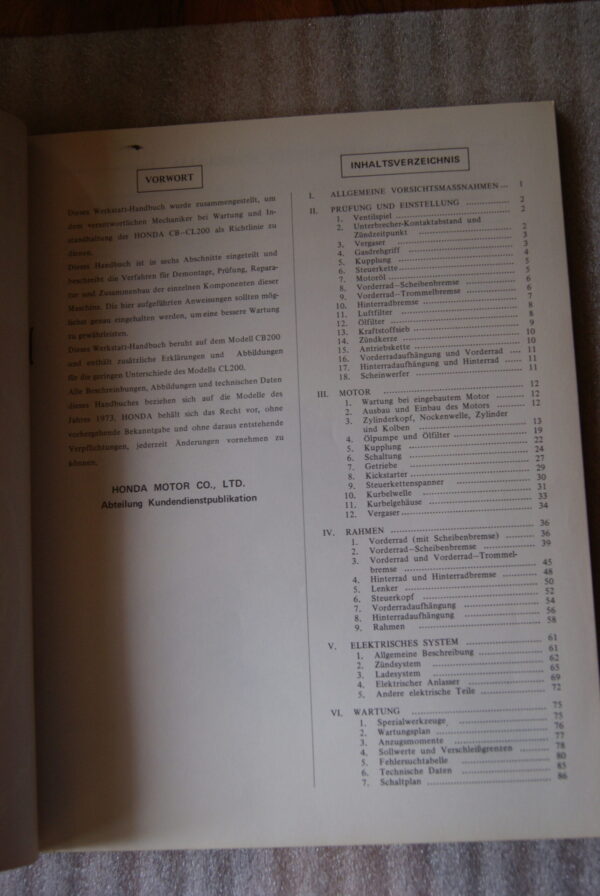 Honda CB200 / CL200 Werkstatt Handbuch - Image 2