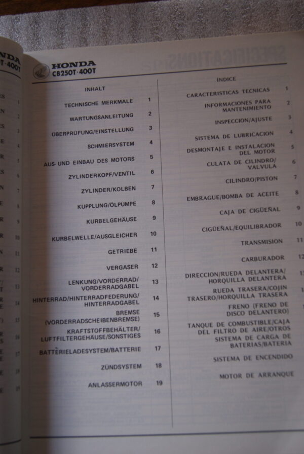 Honda CB250T / CB400T Werkstatt Handbuch - Image 2
