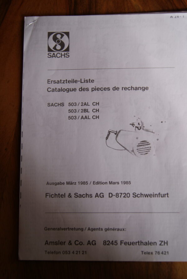 Sachs 503/2AL CH, 2BL CH, AAL CH Ersatzteilkatalog