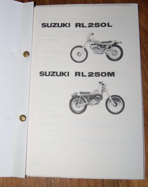 Suzuki RL250L, RL250M Ersatzteil Katalog - Image 2