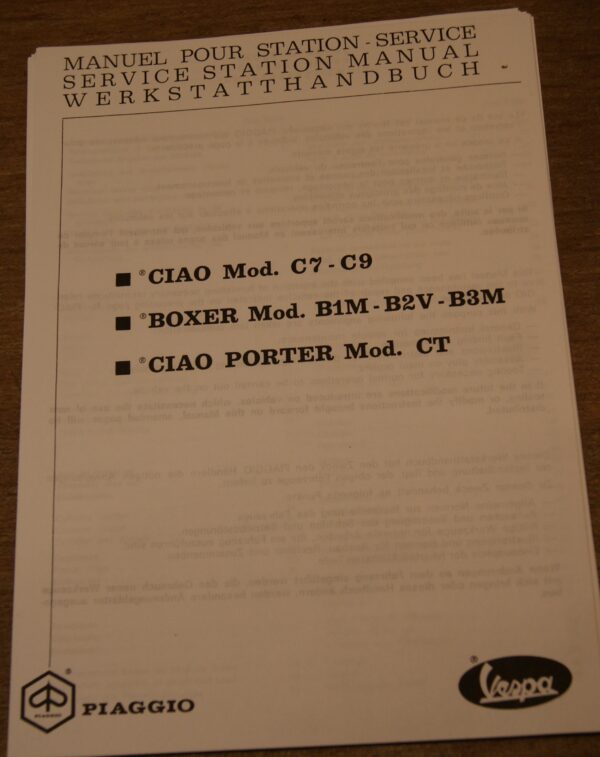 Piaggio Ciao C7-C9, Boxer B1M-B2V-B3M, Ciao Porter CT Werkstatt Handbuch