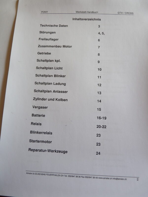 Pony GTX Cross Beta Motor Werkstatt Handbuch - Image 2