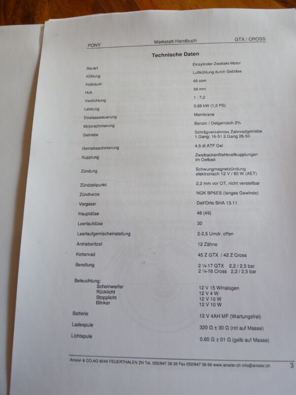 Pony GTX Cross Beta Motor Werkstatt Handbuch - Image 3